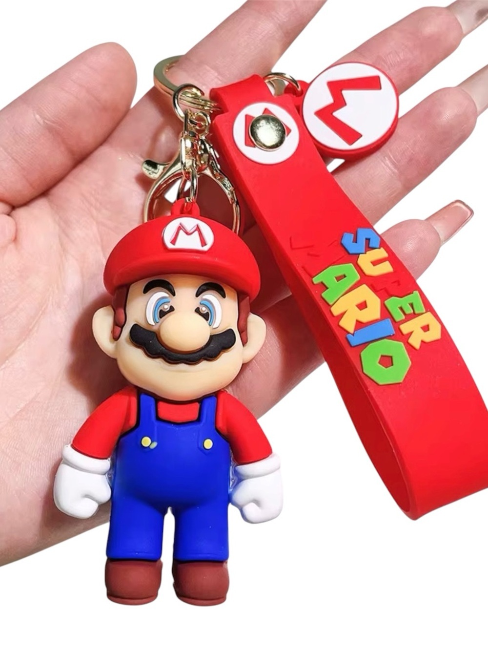Super Mario Bros Keychain 3D Rubber Figure Mario Luigi Nintendo Bag Charm Gift